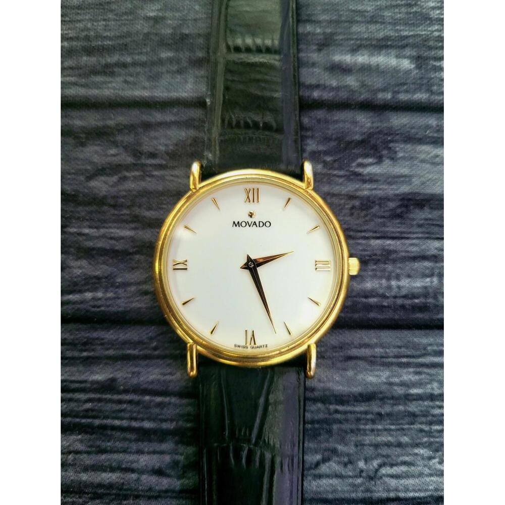 Rare Movado Ref 87E40885 Mens Watch Roman White Enamel‎ Dial